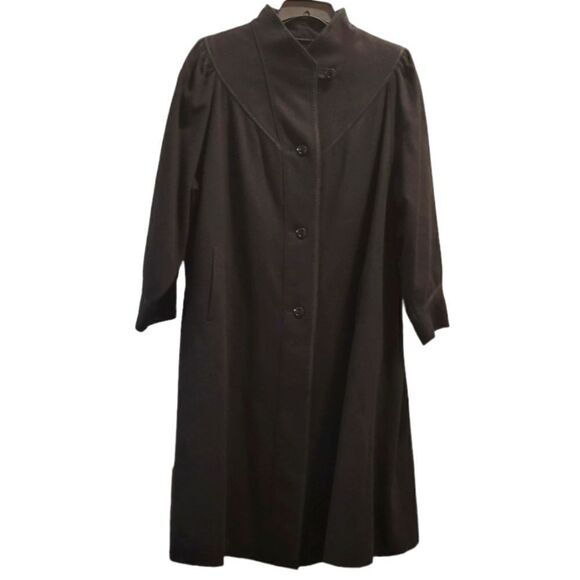Vintage Givenchy En Plus Femme Wool Blend Trench Coat Black Size 18 - Picture 1 of 12